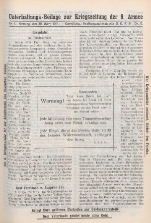 1917: Kriegszeitung der 9. Armee