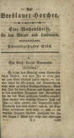Breslauer Horcher, Achtunddreißigstes Stück
