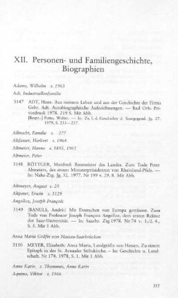XII. Personen- und Familiengeschichte, Biographien