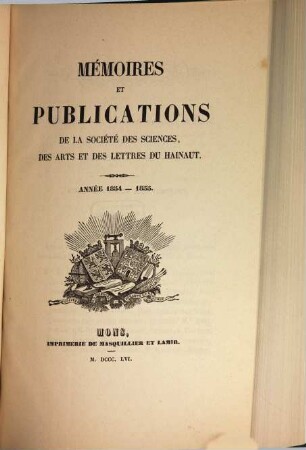 Mémoires et publications. 3. 1854/55 (1856)