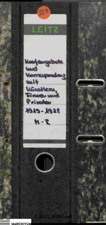 Kaufangebote durch Künstler, Galerien, Firmen und Privatpersonen (Ablage von M bis R)