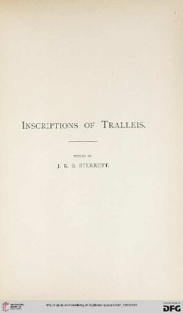 1.1882/83: Inscriptions of Tralleis