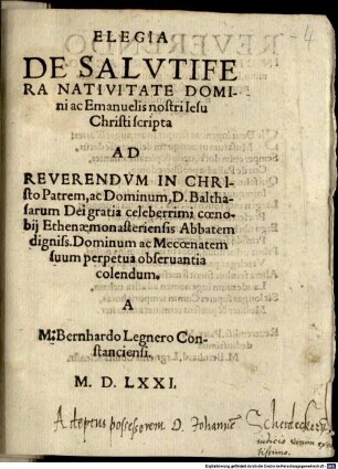 Elegia de salutifera nativitate Domini