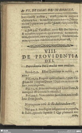 VIII. De Providentia Dei