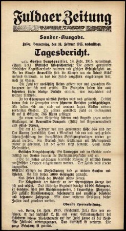 Ausgabe vom Donnerstag, den 18. Februar 1915.