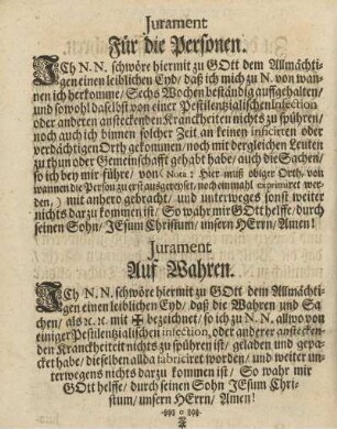 Jurament, Für die Personen