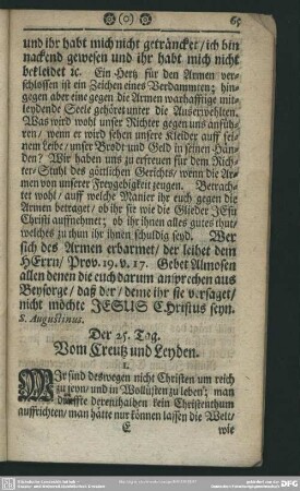 Der 25. Tag. Vom Creutz und Leyden