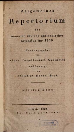 Allgemeines Repertorium der neuesten in- und ausländischen Literatur. 1829,3