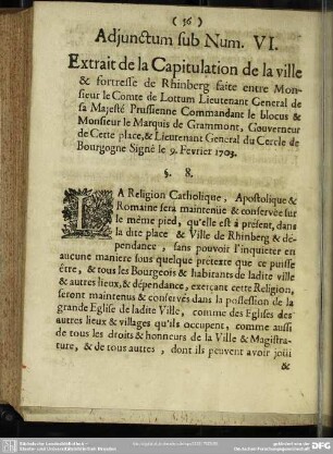 Adjunctum sub Num. VI.