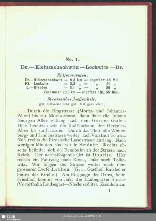 No. 1. Dr. - Kleinzschachwitz - Lockwitz - Dr.