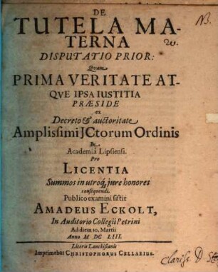 De tutela materna, Disp. prior
