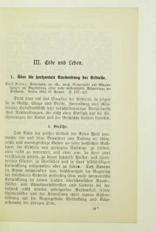 III. Erde und Leben