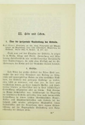 III. Erde und Leben