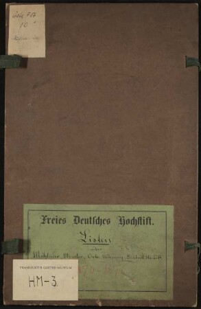 Aktendeckel Freies Deutsches Hochstift: Listen über Mitglieder, Meister, Orte, Wohnung, Eintritt, Austritt 1870-1876
