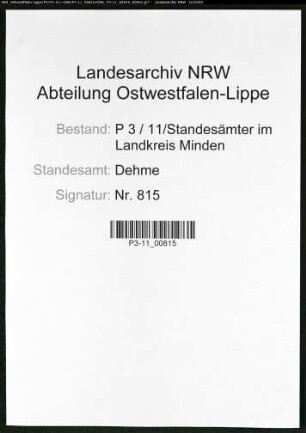 Sterberegister Standesamt Dehme