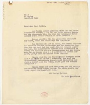 Brief an Bernhard Sekles : 02.06.1930