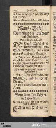 Hauß-Tafel.