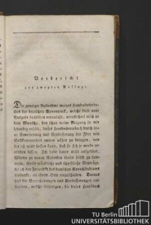 Vorbericht zur zweyten Auflage.