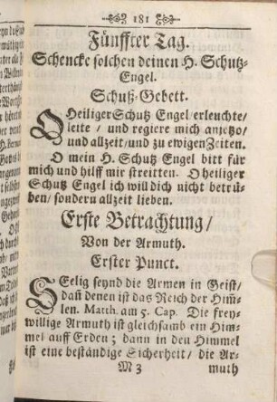 Fünffter Tag. Schencke solchen deinen H. Schutz-Engel.