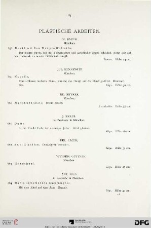 Plastische Arbeiten (Nr. 658-678)