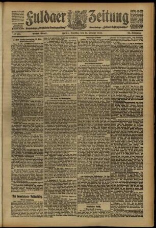 Erste Ausgabe vom Samstag, den 12. Oktober 1912.