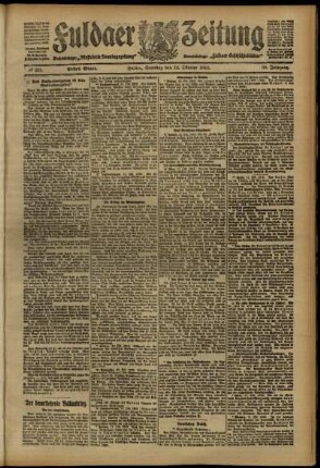 Erste Ausgabe vom Samstag, den 12. Oktober 1912.