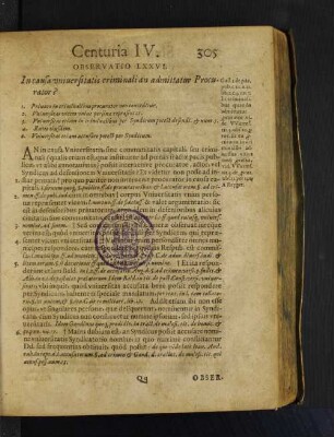 Observatio LXXVI. In causa universitas criminali an admittatur Procurator?