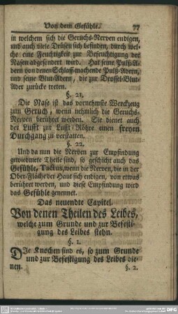 Das neuendte Capitel. Von denen Theilen des Leibes, welche zum Grunde und zur Befestigung des Leibes stehn