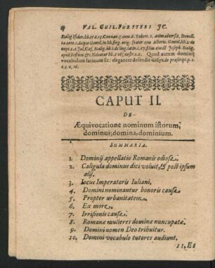 Caput II. De Aequivocatione nominum istorum dominus, domina, dominorum.