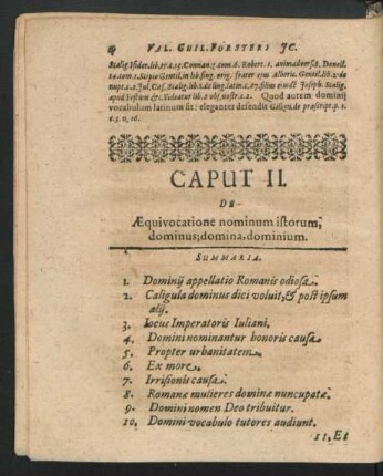 Caput II. De Aequivocatione nominum istorum dominus, domina, dominorum.