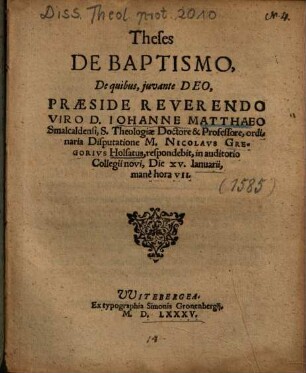 Theses De Baptismo