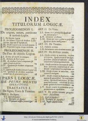 Index Titulorum Logicae / Elenchus Elementorum Arithmeticae & Geometriae.