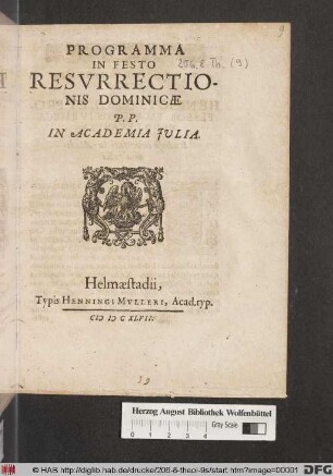 Programma In Festo Resurrectionis Dominicae : P.P. In Academia Iulia