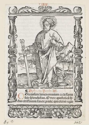 Heiliger Paulus, aus: Peter Apian, "Hortulus anime", Nürnberg 1517