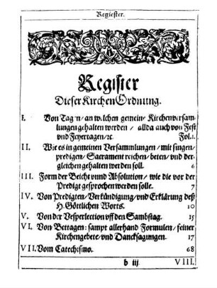 Register Dieser Kirchen Ordnung