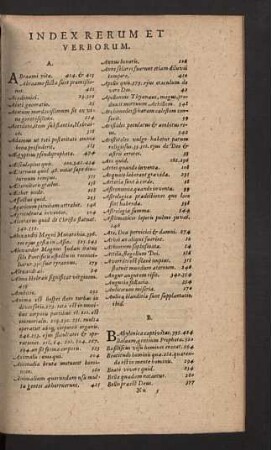 Index rerum et verorum.