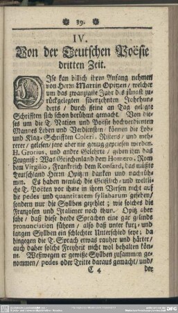 IV. Von der Teutschen Poesie dritten Zeit