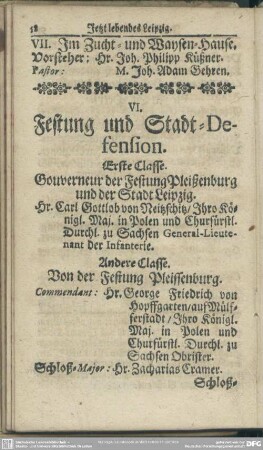 VI. Festung und Stadt-Defension