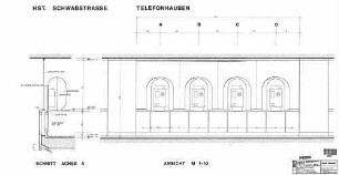 Stuttgart Schwabstraße: Ansicht Telefonhauben Bahnsteig