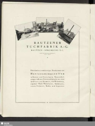 Bautzener Tuchfabrik A.-G. Bautzen Spremberg N.-L.