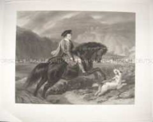 Reitender Junge und Hund
