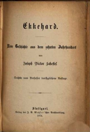 Ekkehard : eine Geschichte aus dem zehnten Jahrhundert