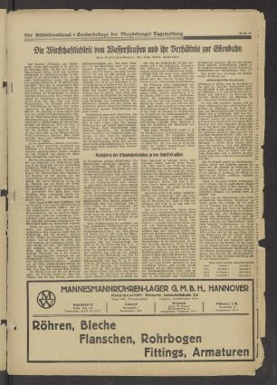 Die Wirtschaftlichkeit von Wasserstraßen und ihr Verhältnis zur Eisenbahn