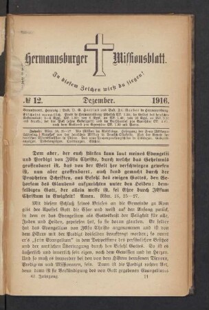 N° 12. Dezember 1916