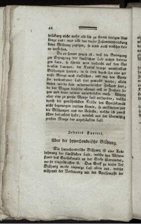 Zehntes Kapitel. Über die hypochondrische Blähung.