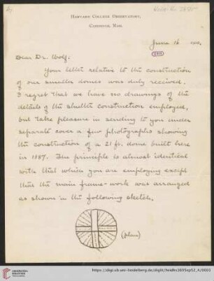 Briefe von Edward Charles Pickering an Max Wolf: Brief von Edward Charles Pickering an Max Wolf