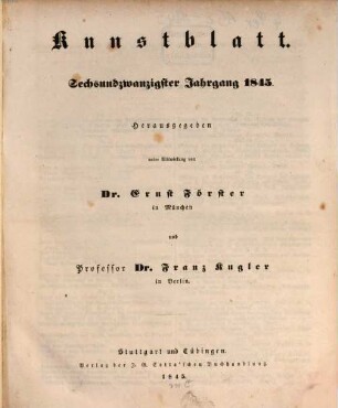 Morgenblatt für gebildete Leser. Kunstblatt. 1845