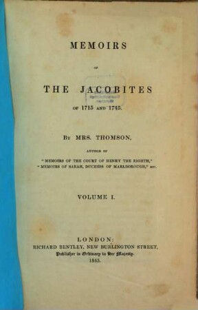 Memoirs of the Jacobites of 1715 and 1745, 1