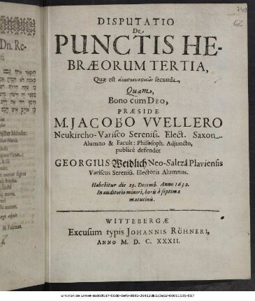 Disputatio De Punctis Hebraeorum Tertia, Quae est anaskenasikon secunda