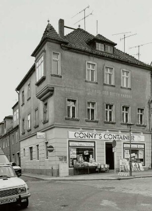 Großenhain, Frauengasse 2. Wohn- und Geschäftshaus. Eckansicht